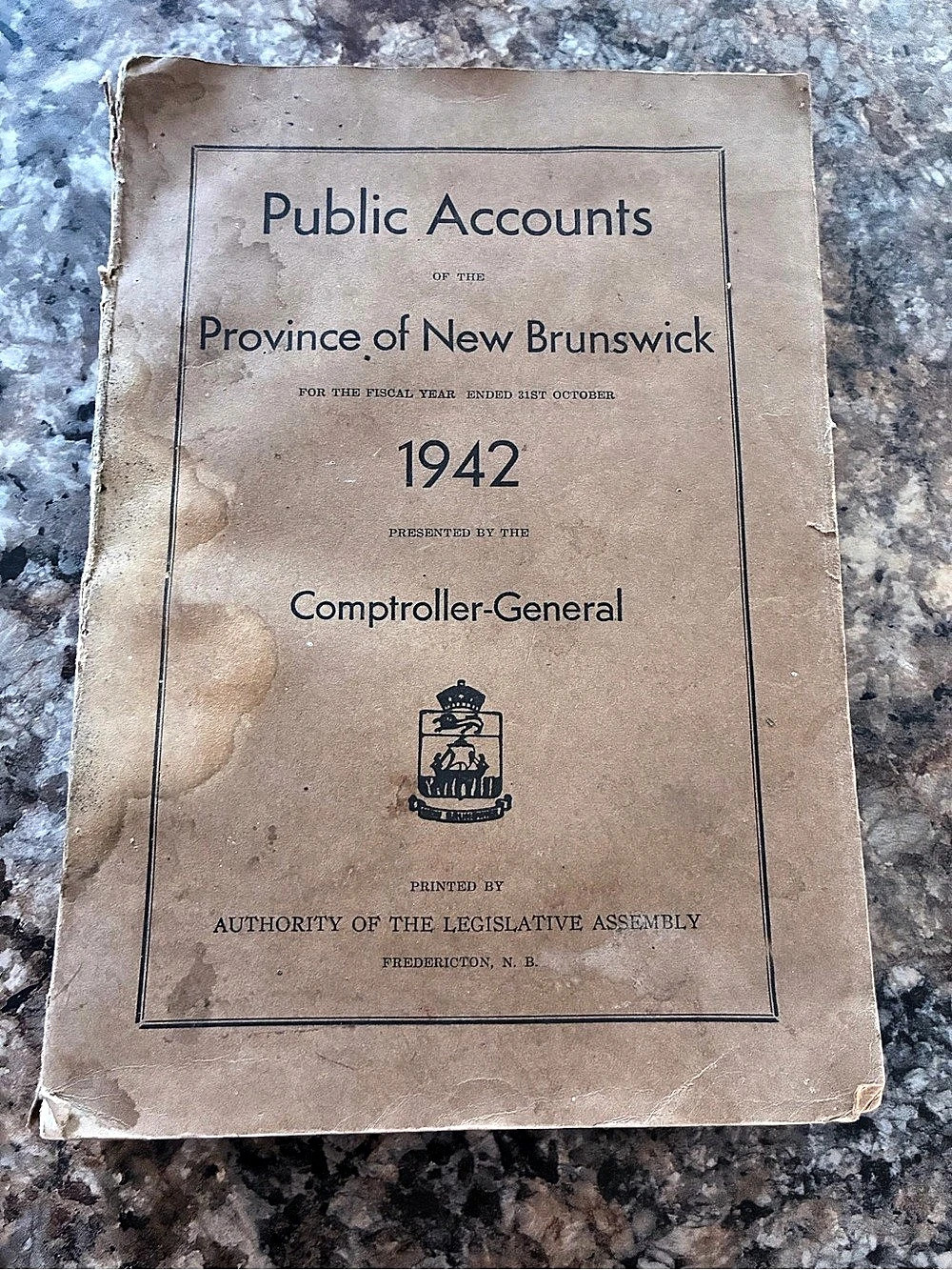 Public Accounts Province of New Brunswick 1942 Booklet